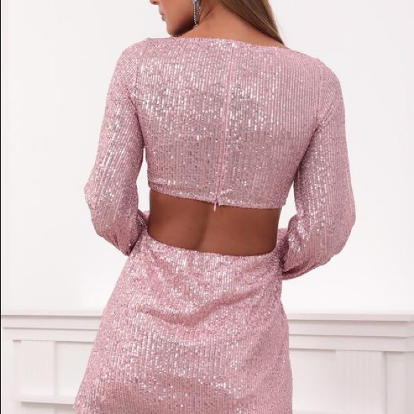 Pink O-Ring Sequin Dress - Picture 3 of 5